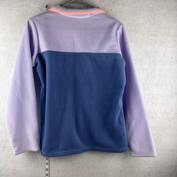 Columbia Girls XL Color Block Pullover Purple Coral 1/4 Button Snap Fleece Warm - Picture 4 of 6